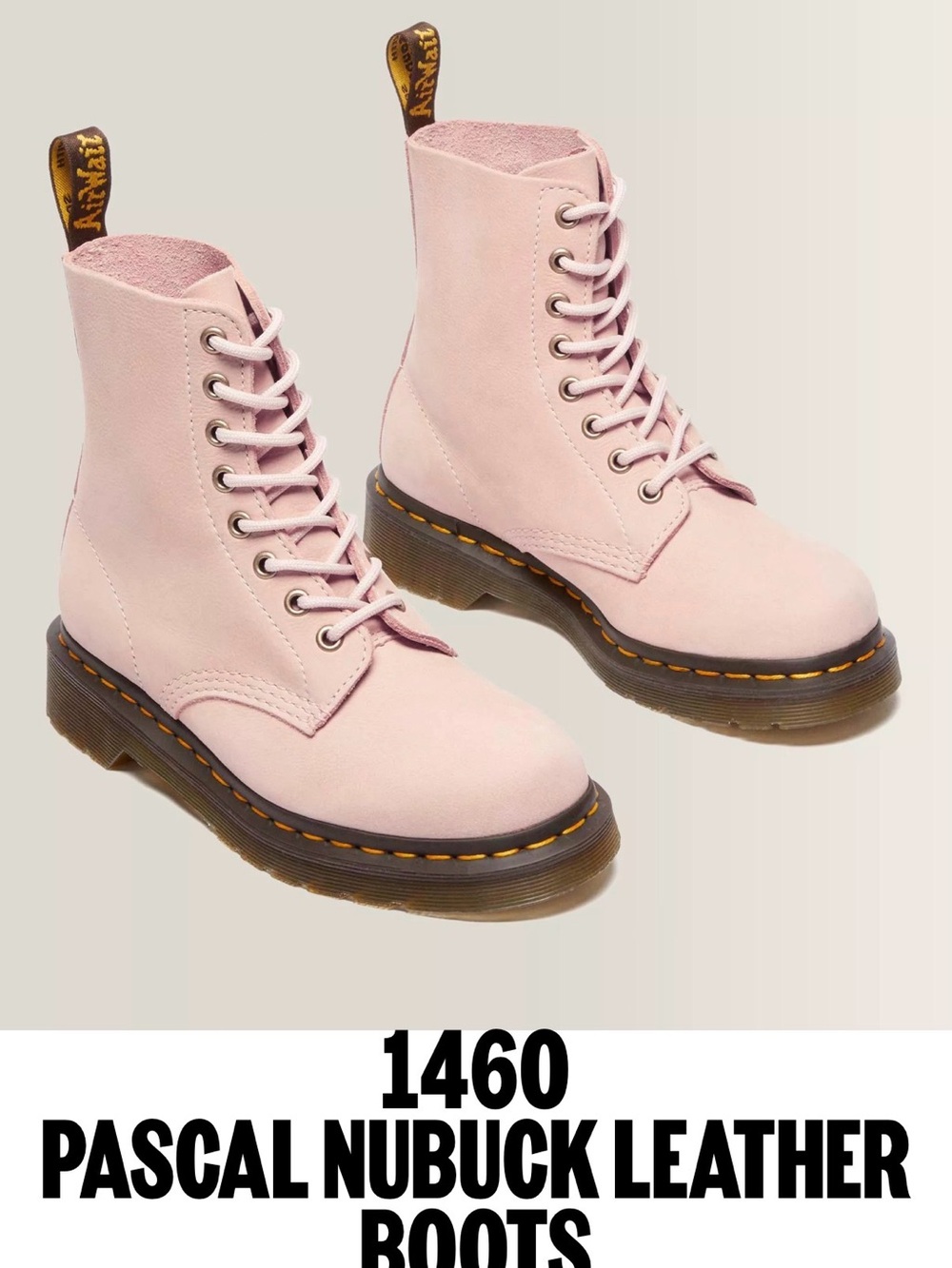 Dr. Martens 1460 Pascal Pink Leather Boots Size 11 Combat Grunge Soft Leather